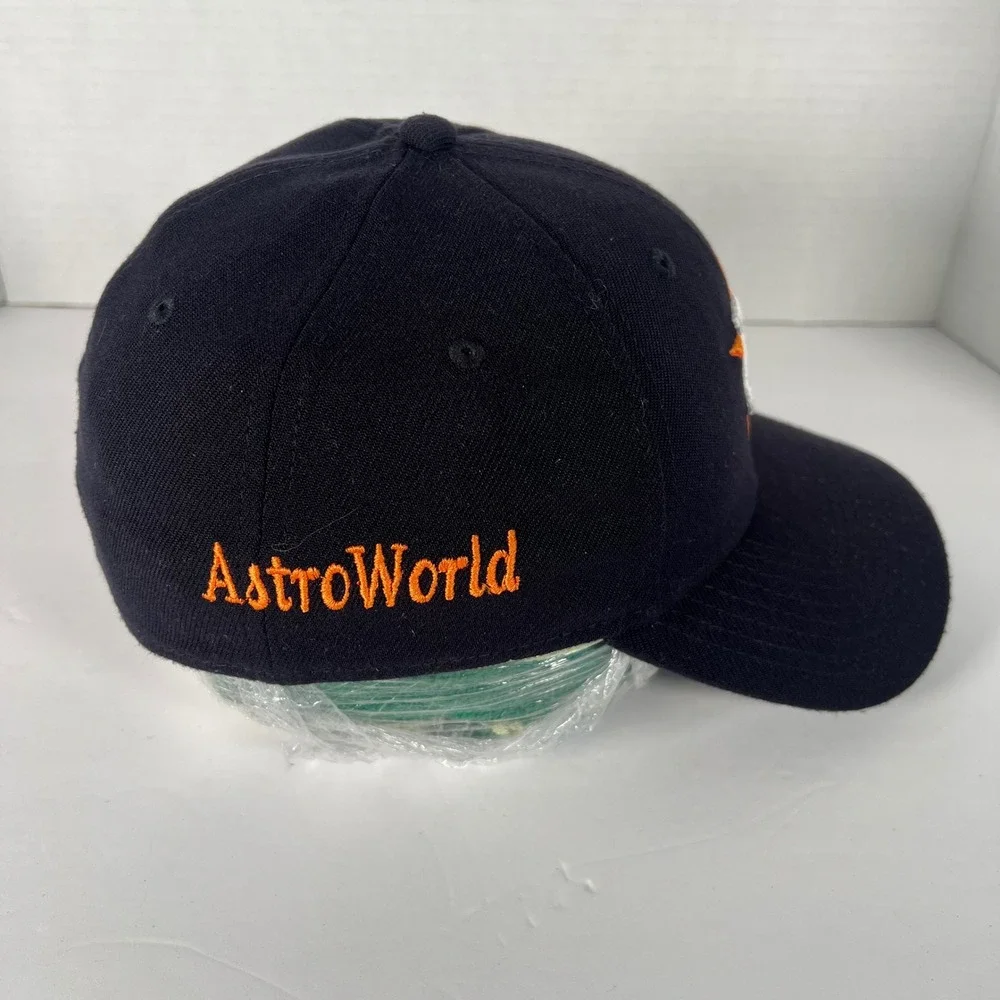 New Era Houston Astros Baseball Cap Black Orange Embroidered‎ Logo Flex Fit S/M